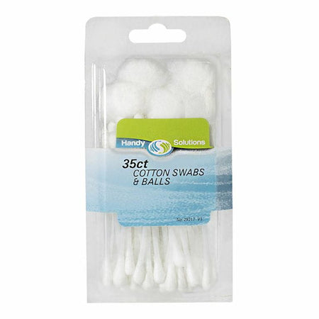 Handy Solutions Cotton Swabs & Cotton Balls - Pack of 35 - All Travel Sizes
