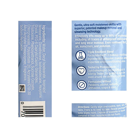 Neutrogena Plant - Based Makeup Remover Cleansing Towelettes - Pack of 7 - All Travel Sizes