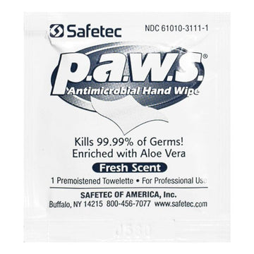 Safetec P.A.W.S. Hand Sanitizing Wipes - Pack of 1