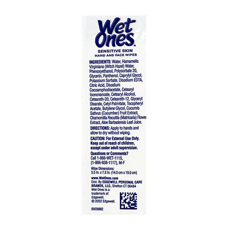Wet Ones Sensitive Skin Hands & Face Wipes - Pack of 20 - All Travel Sizes