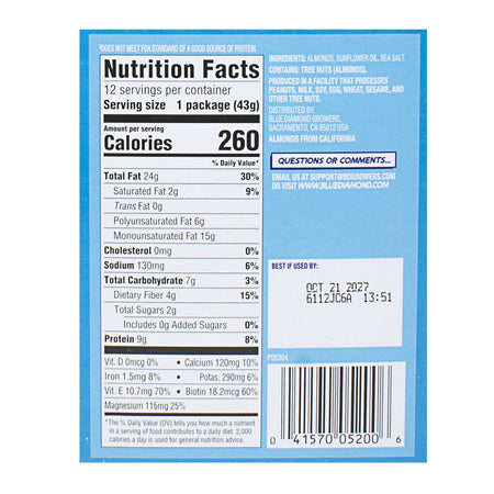 Blue Diamond Roasted & Salted Almonds - 1.5 oz. - All Travel Sizes