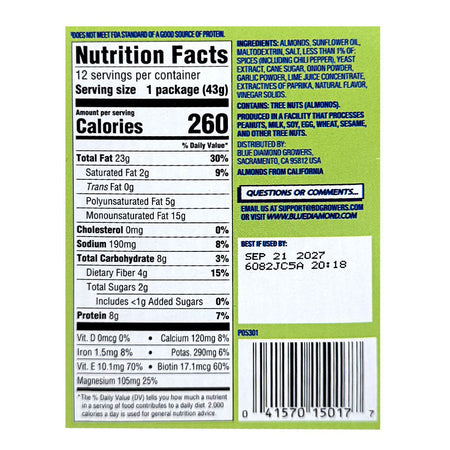 Blue Diamond Chile N Lime Flavored Almonds - 1.5 oz - All Travel Sizes