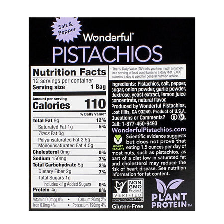 Wonderful Pistachios Salt & Pepper - 1.25 oz. - All Travel Sizes