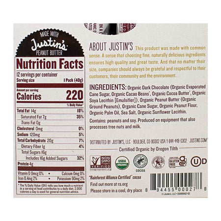 Justin's Dark Chocolate Peanut Butter Cups - 1.4 oz. - All Travel Sizes