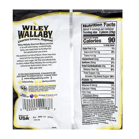 Wiley Wallaby Classic Black Licorice - 4 oz. - All Travel Sizes