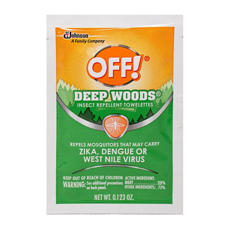 Off Deep Woods Insect Repellent Towelettes - Pack of 1 Foil Packet - All Travel Sizes