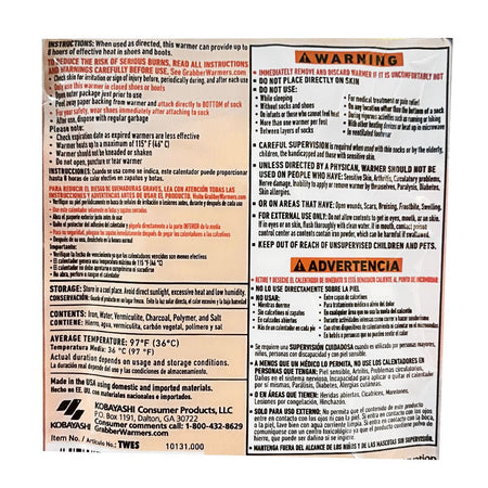 Grabber Toe Warmers - 1 Pair - All Travel Sizes