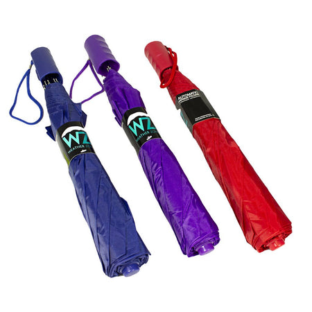 Weather Zone Umbrella Auto Open 1201, Assorted Solid Colors - 42" - All Travel Sizes