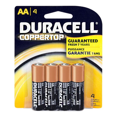 Duracell Coppertop AA Batteries Card of 4 - All Travel Sizes