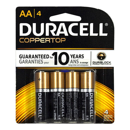 Duracell Coppertop AA Batteries Card of 4 - All Travel Sizes
