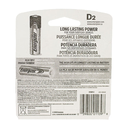 Energizer Max D Batteries - Card of 2 - All Travel Sizes