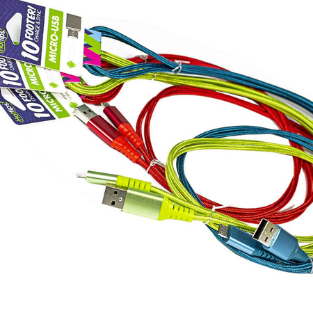 Hottips Braided Cable With Micro USB Connector - 10 ft. - All Travel Sizes