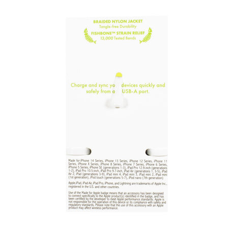 Hottips Charger & Sync MFI Lightning Cable - 6 feet - All Travel Sizes