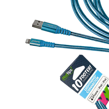 Hottips Braided Cable With Lightning Connector - 10 ft. - All Travel Sizes