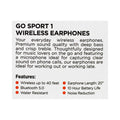 Wiresage Go Sport 1 Bluetooth Earphone - All Travel Sizes