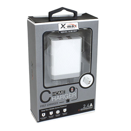 X-Max Dual USB Fast Wall Charger - 2.4 A - All Travel Sizes