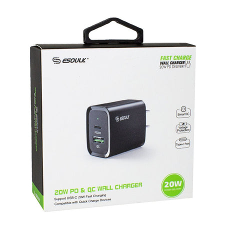 Esoulk PD + QC Wall Charger - 20 W - All Travel Sizes