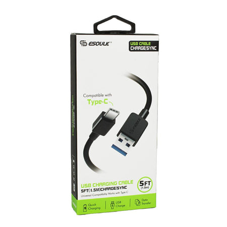 Esoulk Type C Charging Cable - 5 ft. - All Travel Sizes