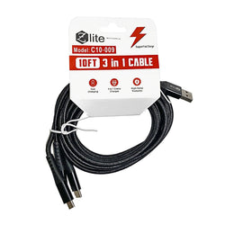 Zlite Fast Charging 3-in-1 Cable - 10 ft.