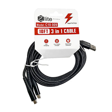 Zlite Fast Charging 3-in-1 Cable - 10 ft.