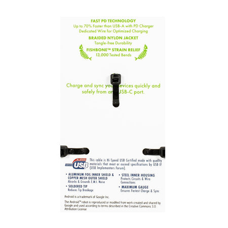 Hottips USB Type - C to USB Type - C Connector 4 ft. - All Travel Sizes