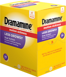 Dramamine Motion Sickness Less Drowsy Relief Tablets - Box of 2