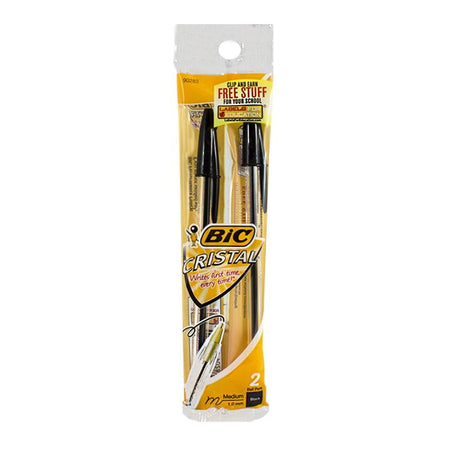 Bic Crystal Black Pens - Pack of 2 - All Travel Sizes