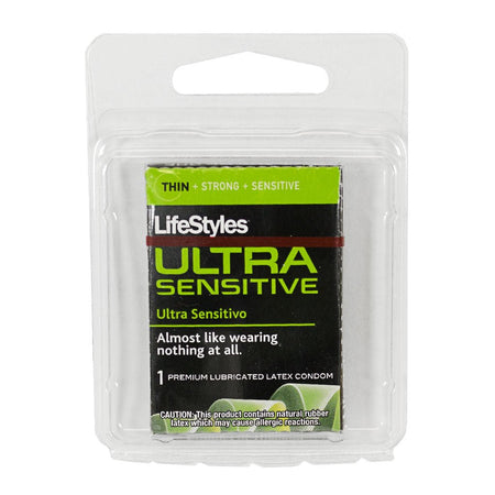 Lifestyles Ultra Sensitive Condom - Card of 1 - All Travel Sizes
