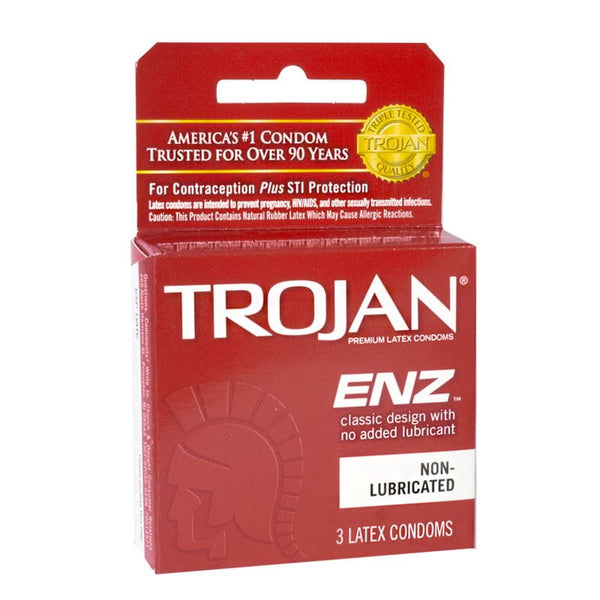 Trojan Enz Non-Lubricated Condoms - Box of 3