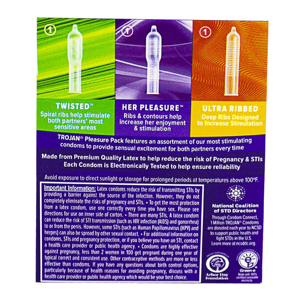 Trojan Condoms Pleasure Pack - Box of 3