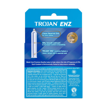 Trojan Enz Lubricated Condoms Box - Box of 3