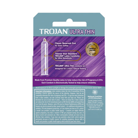 Trojan Ultra Thin Premium Lubricant - Box of 3 - All Travel Sizes