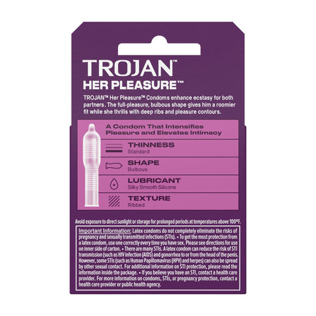 Trojan Her Pleasure Condoms - Box of 3 - All Travel Sizes
