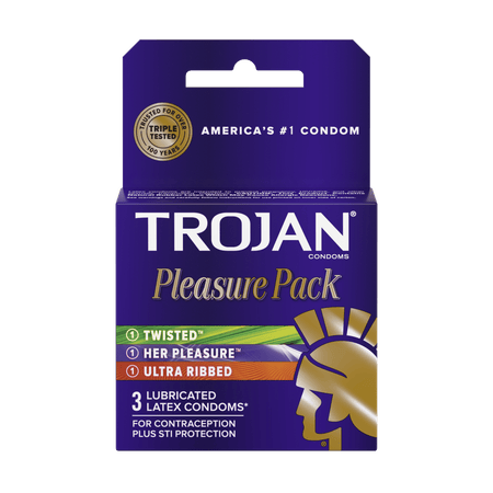 Trojan Condoms Pleasure Pack - Box of 3 - All Travel Sizes