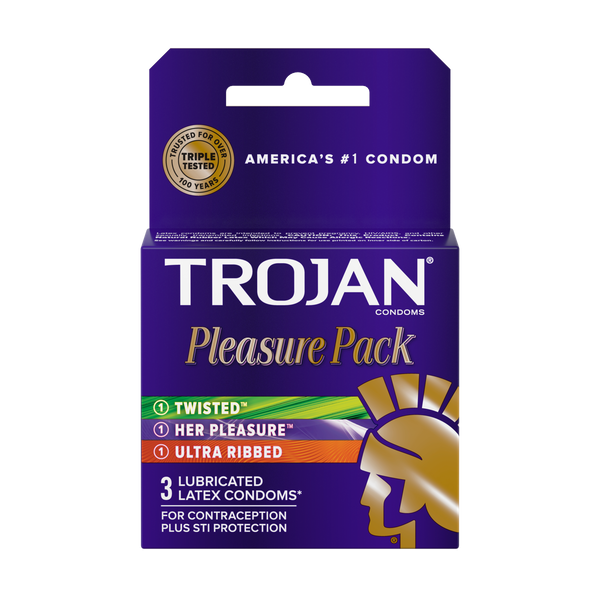 Trojan Condoms Pleasure Pack - Box of 3