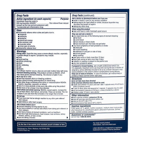 Advil Ibuprofen Liqui - Gels - Pack of 2 - All Travel Sizes