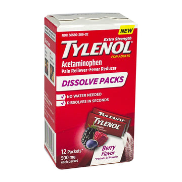 zzDISCONTINUED - Tylenol Dissolve Packs Berry Flavor- Box of 12 Packs