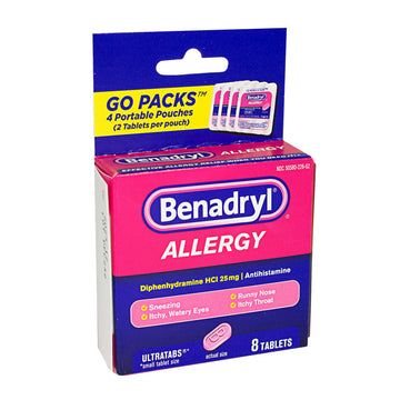 Benadryl Allergy Go Pack - Box of 4 Unit Dose Packs of 2