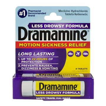 Dramamine Motion Sickness Relief Less Drowsy Tablets - Vial of 8