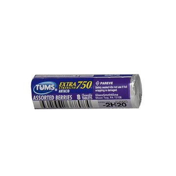 Tums EX 750 Assorted Berries Antacid - Roll of 8