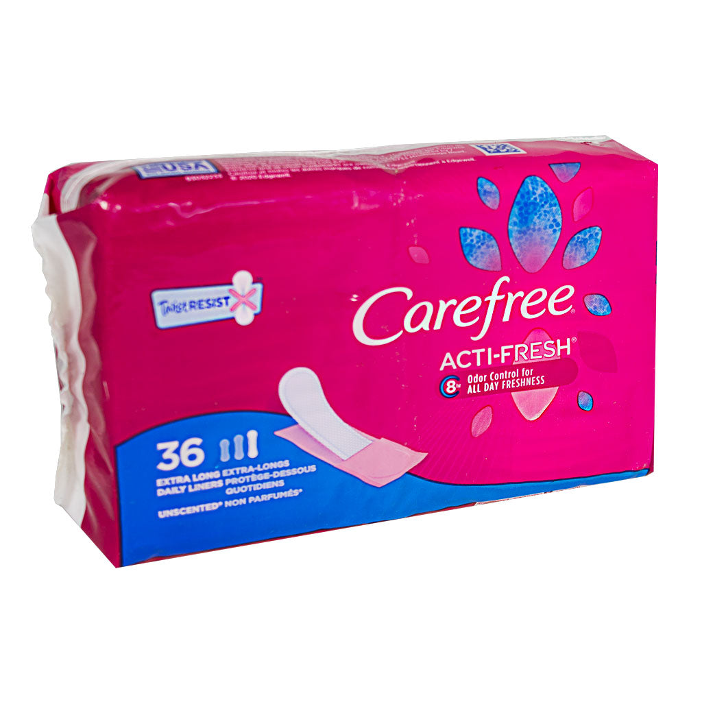 All Travel Sizes: Wholesale Carefree Acti-Fresh Pantiliners extra Long -  Pack of 36: Feminine Protection