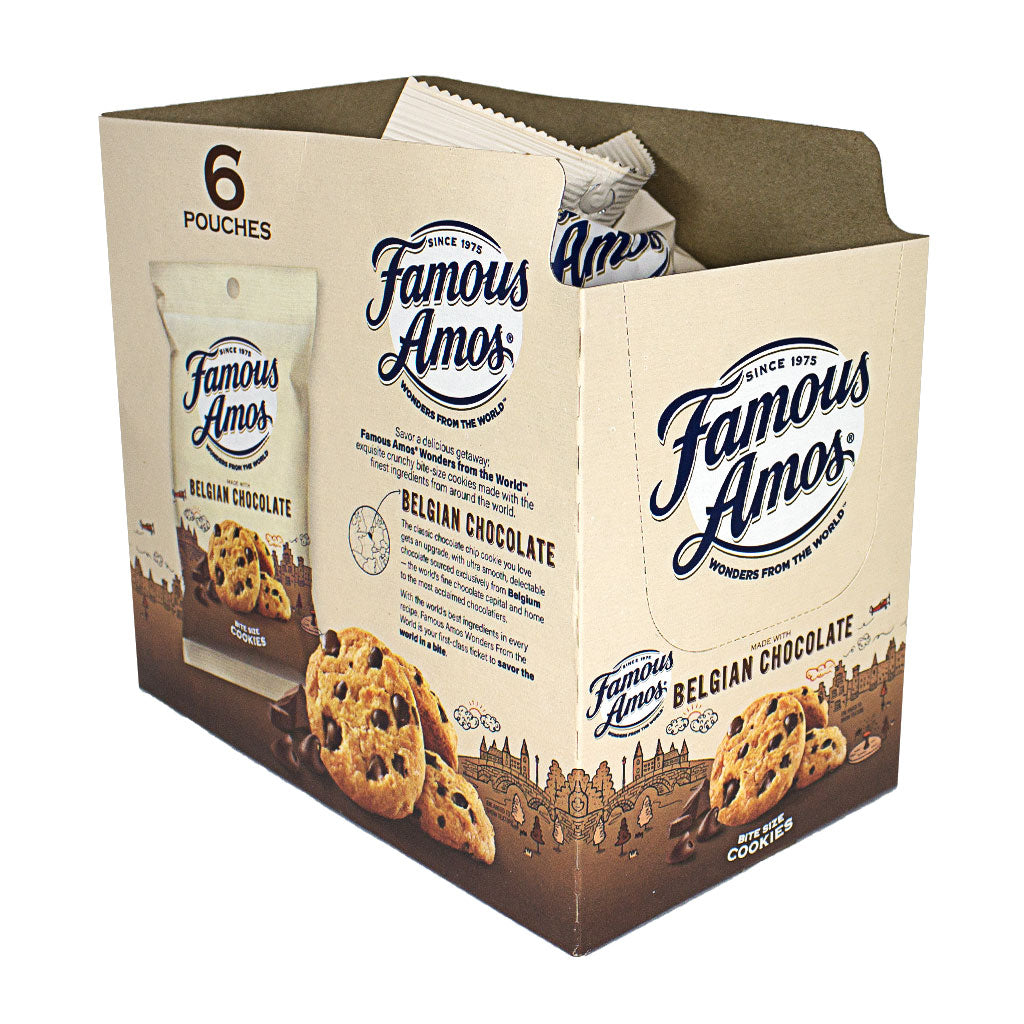 Famous Amos Cookies, Made with Belgian Chocolate, Bite Size, 10 Packs - 10 pack, 1 oz pouches