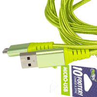 Hottips Braided Cable With Micro USB Connector - 10 ft.