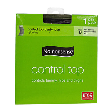 zzDISCONTINUED - No Nonsense Control Top Off  Black Pantyhose Size B - 1 Pair
