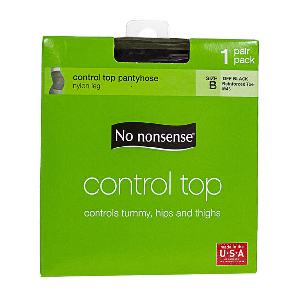 zzDISCONTINUED - No Nonsense Control Top Off  Black Pantyhose Size B - 1 Pair