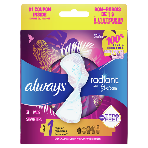 zzDISCONTINUED - Always Radiant Regular Pads Size 1 - Pack of 3